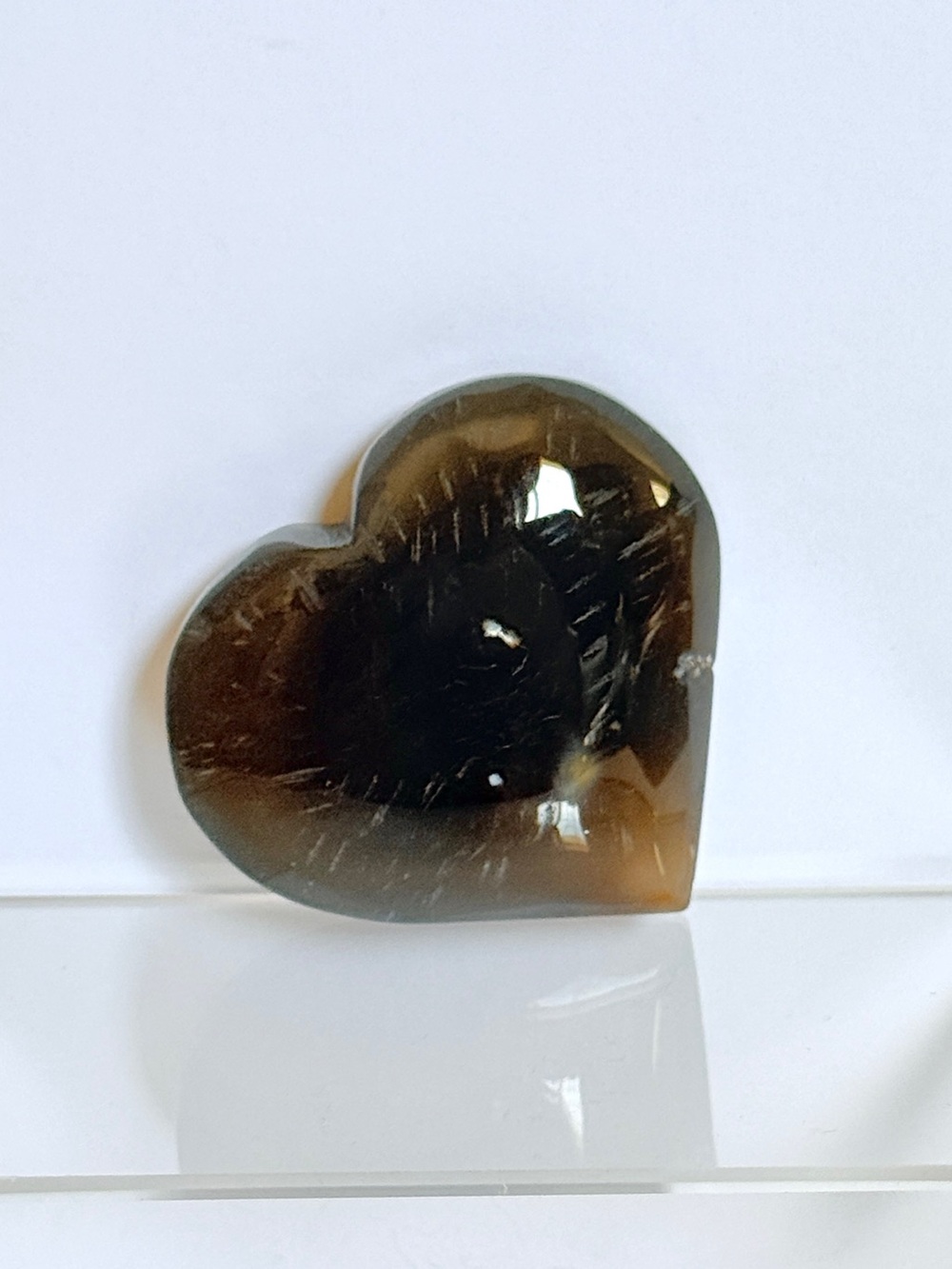 Smoky Quartz Crystal Heart Carving – Polished Natural Stone Pocket Heart 94g